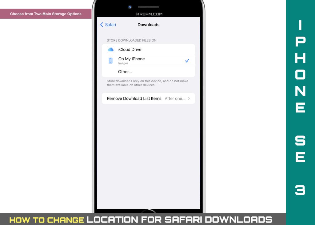 How to Change Location for Safari Downloads on iPhone SE 3 5 change safari download location on iphone se3 storage1