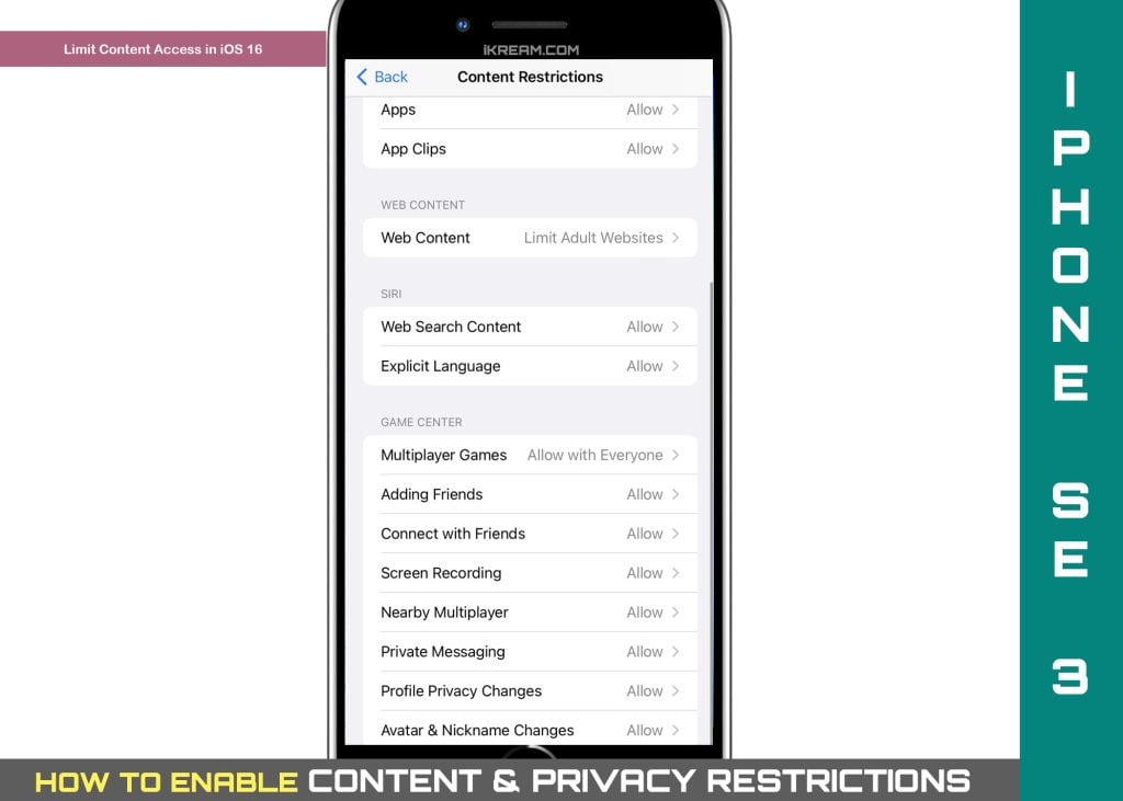 enable content restrictions iphone se3 featured
