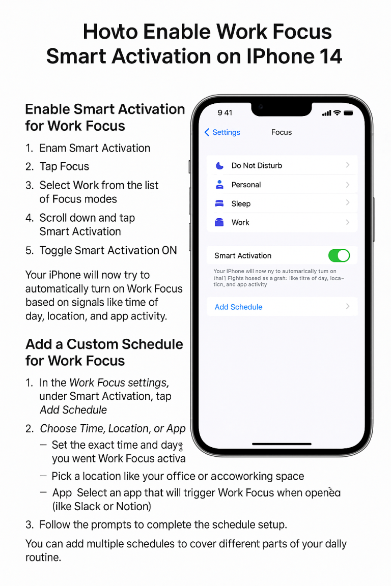 How to Enable Work Focus Smart Activation on iPhone 14