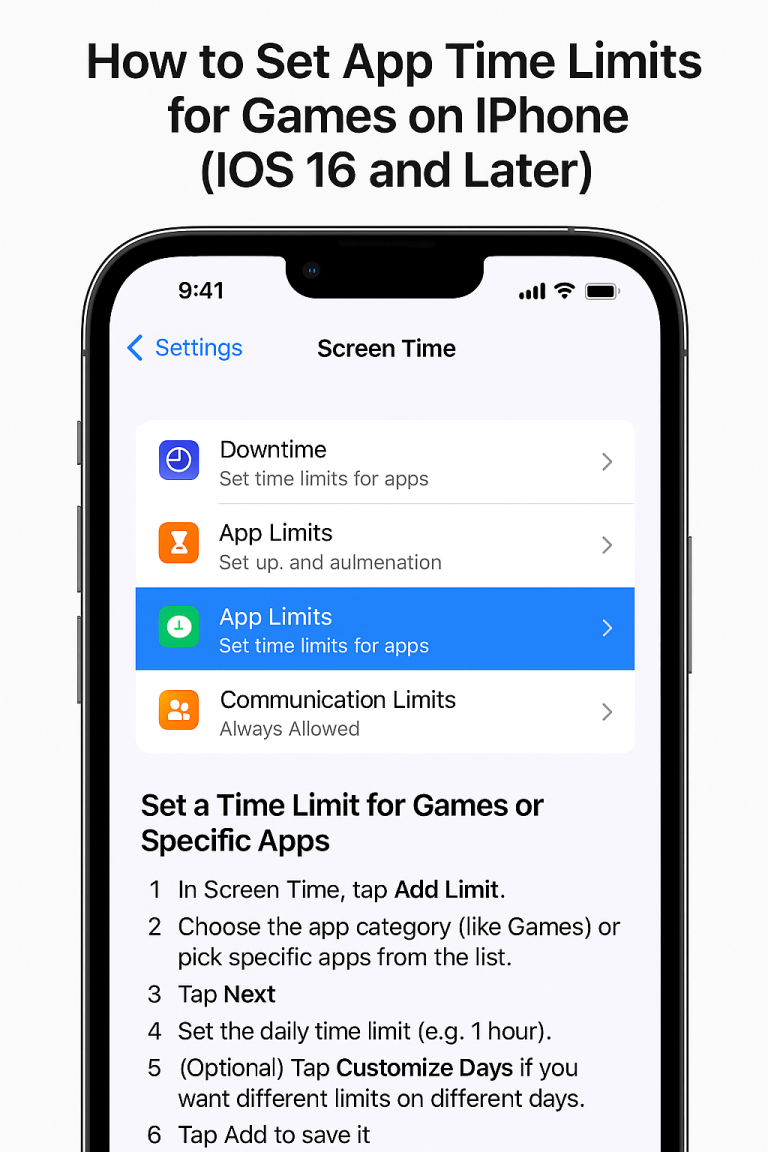 How to Set App Time Limits for Games on iPhone (iOS 16 and Later)