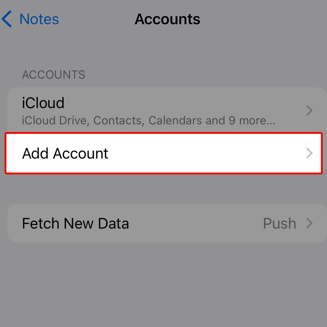 add new account iphone14 notes4