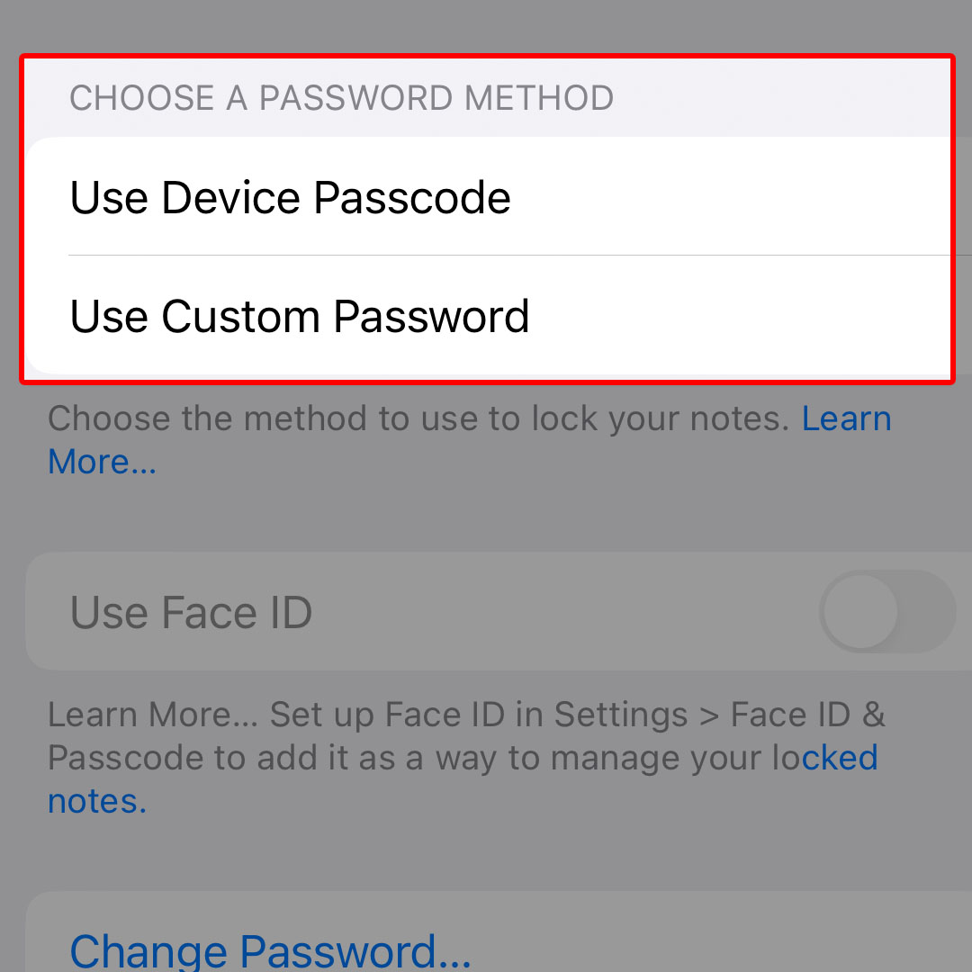 create custom password iphone14 Notes4