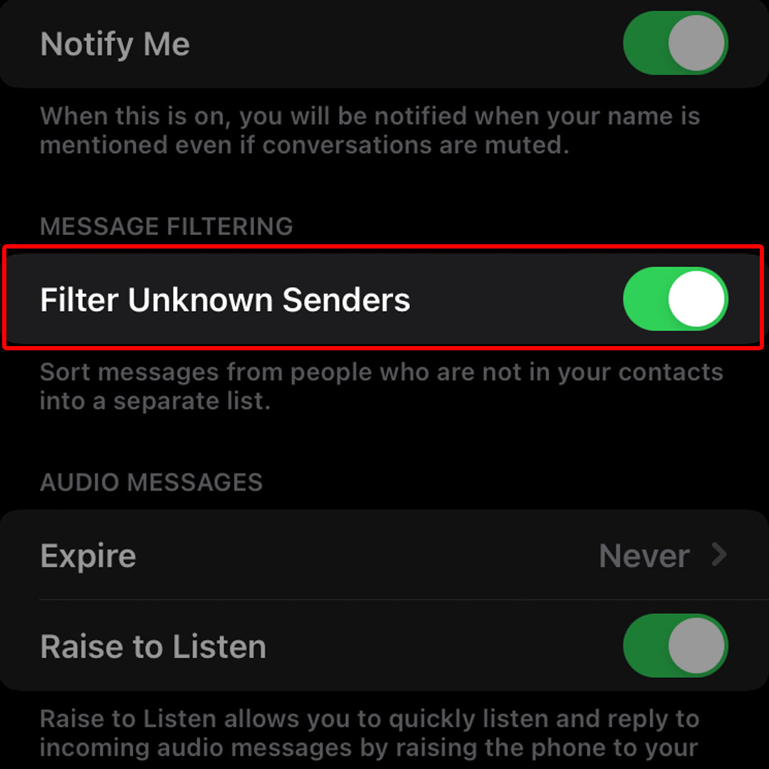 filter unknown senders iphone14 3