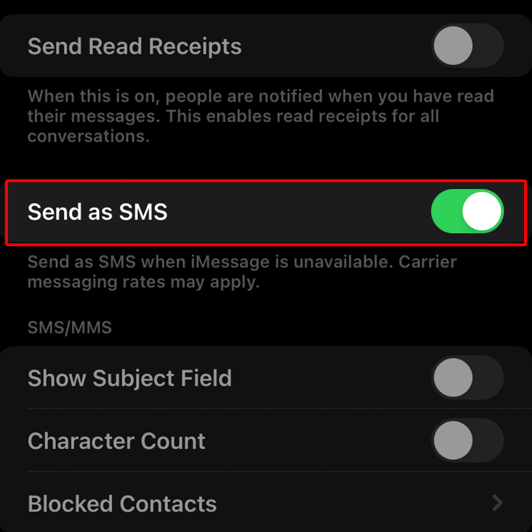 send imessage as sms iphone14 3