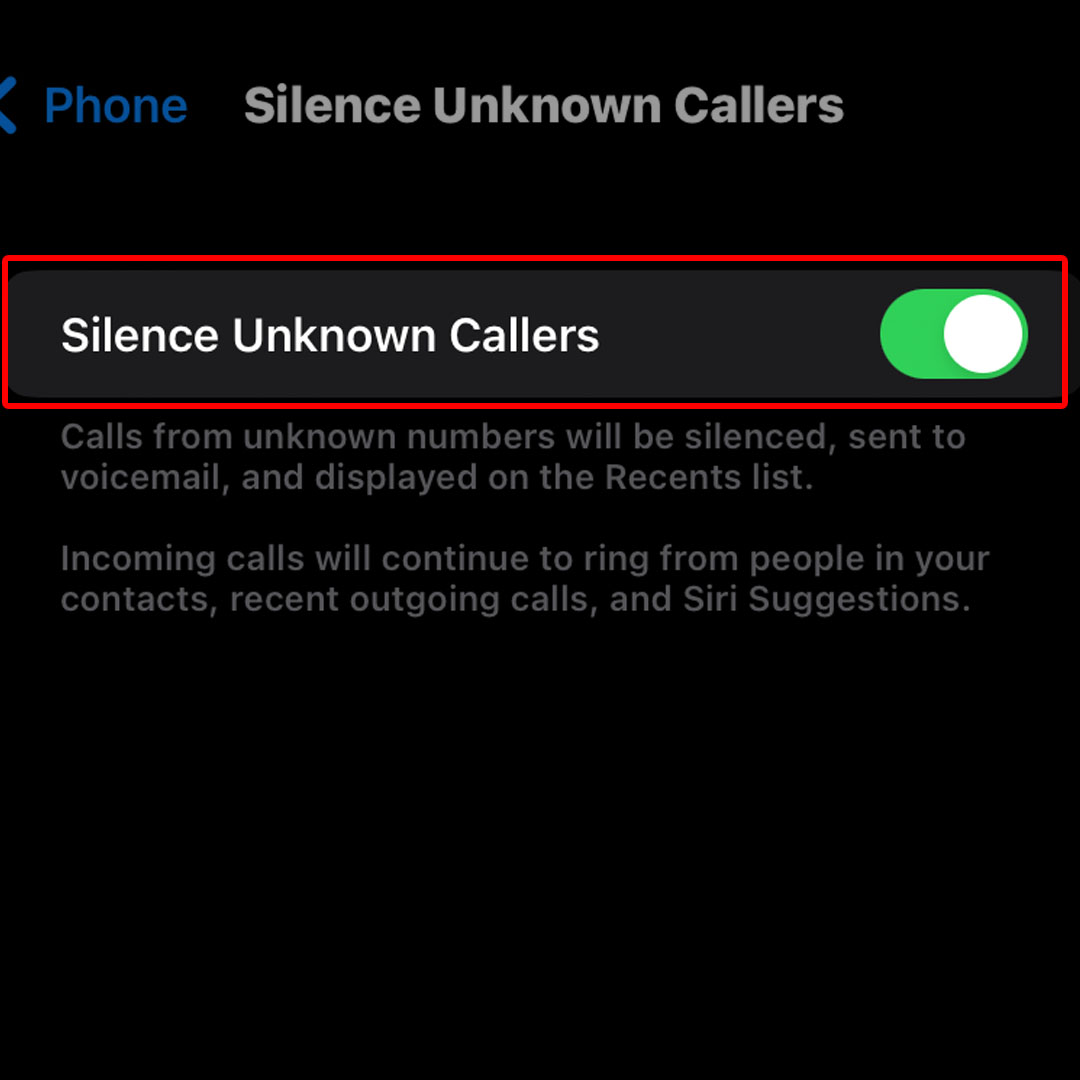 silece unknown callers iphone14 4