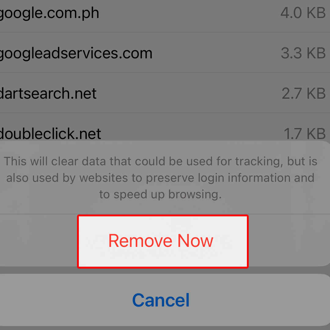 remove all website data safari what does it do