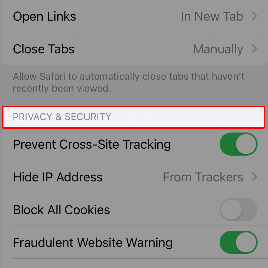 stop cross site tracking iphone14 safari4