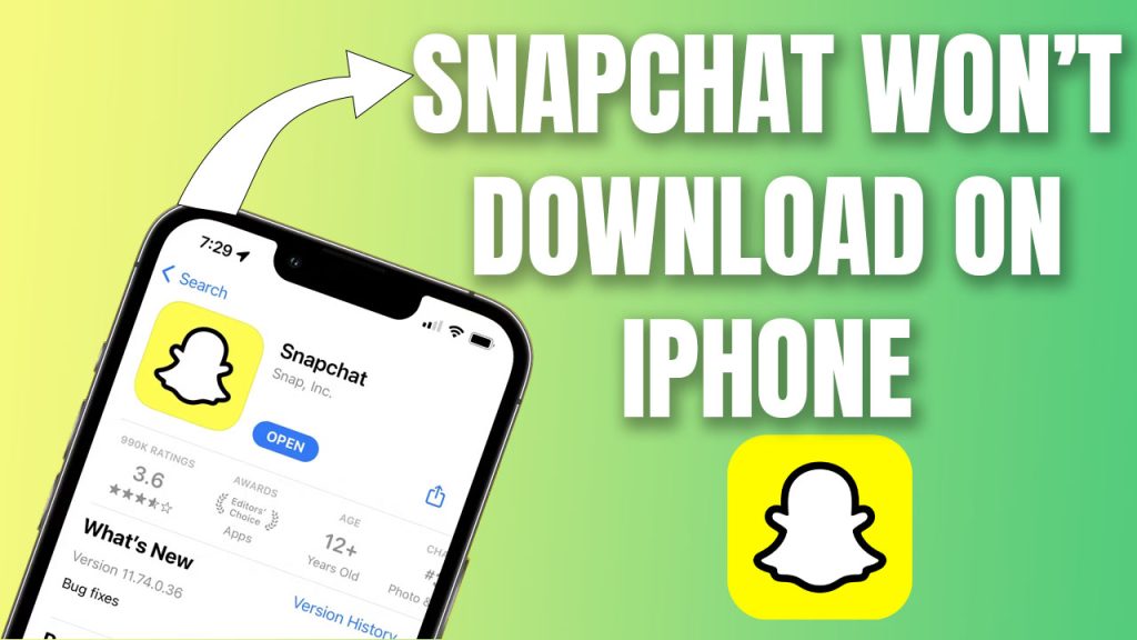 snapchat wont download iphone