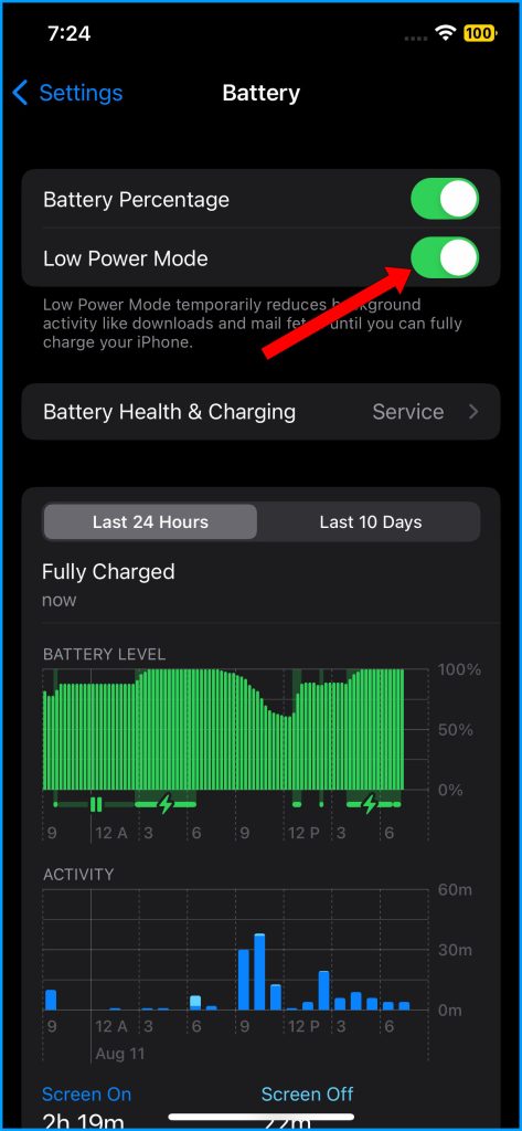 Comprehensive Troubleshooting Guide for Rapid Battery Drain on the iPhone 14 12 Tap the Low Power Mode switch to enable it