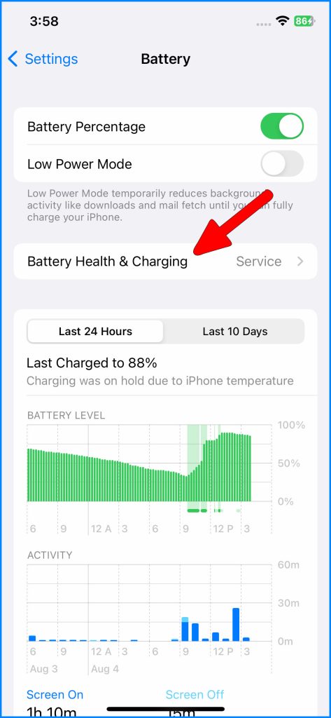 Select Battery Health & Charging