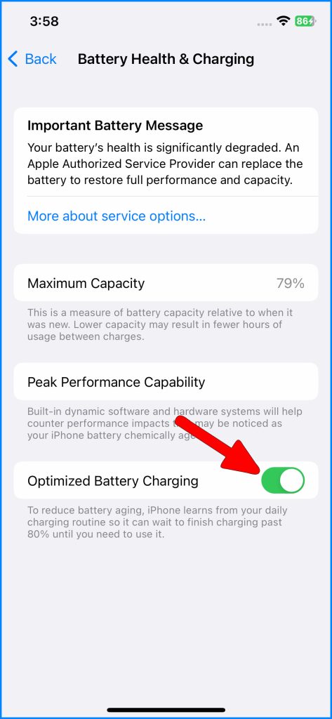 Enable Optimized Battery Charging