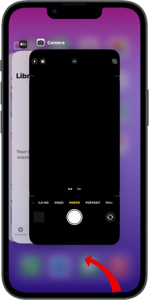 How to Resolve iPhone 14 Camera Freezing and Crashing 2 Swipe up to launch Apps Viewer