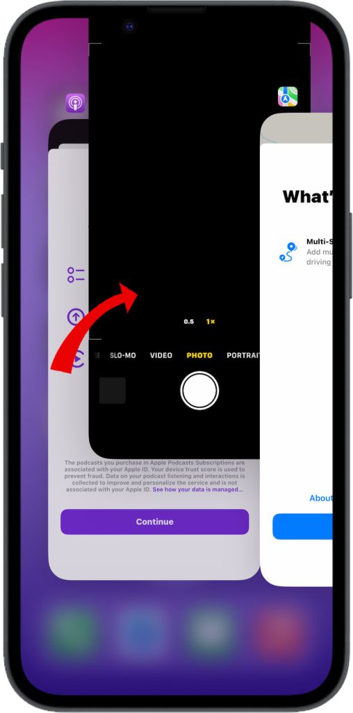 How to Resolve iPhone 14 Camera Freezing and Crashing 3 Swipe Up on Camera app to close