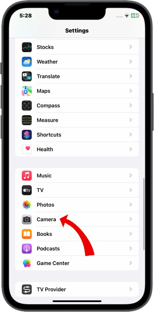How to Fix iPhone 14 Camera Not Focusing 3 Open Camera settings