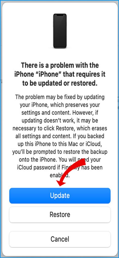 Update iPhone 14 via iTunes