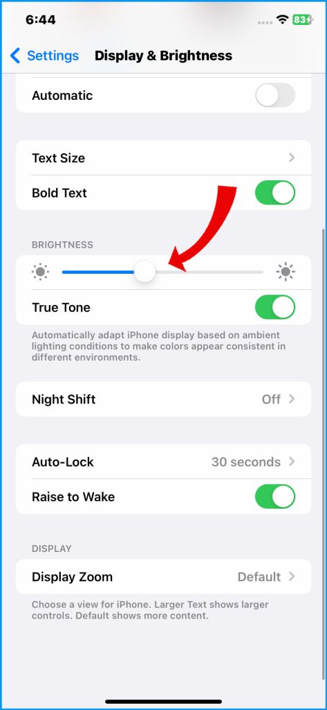 How to Resolve iPhone 14 Screen Flickering 9 Drag Brightness slider