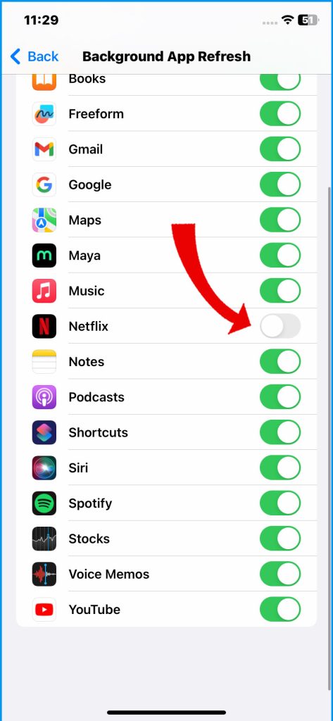How to Fix iPhone 14 Screen Not Responding 4 Toggle App switch OFF