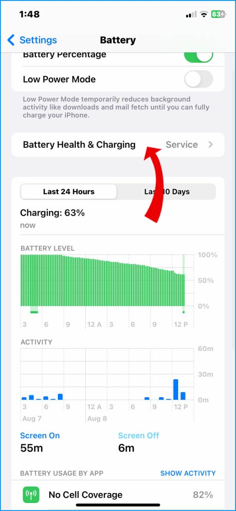 Tap Battery Health & Charging