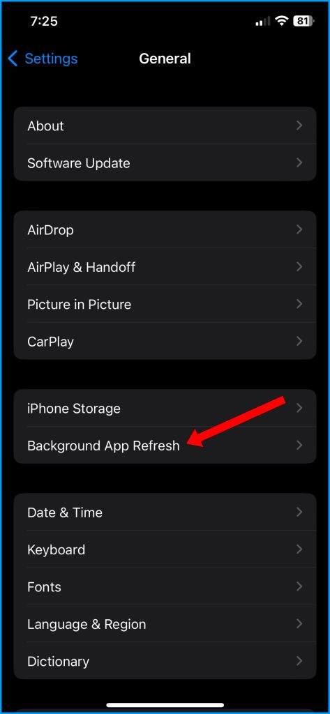 How to Fix iPhone 14 Battery Draining During Phone Calls 4 Select Background App Refresh