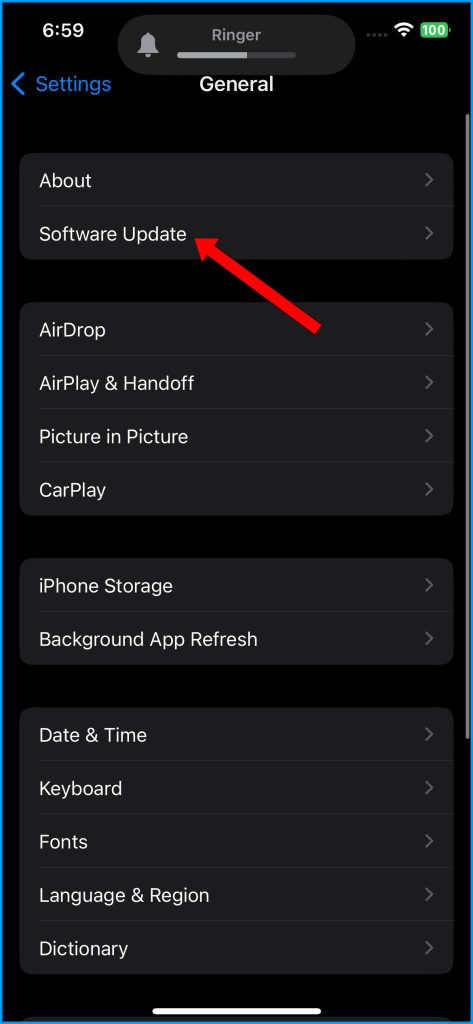 How to Fix iPhone 14 Battery Draining During Phone Calls 9 Select Software Update