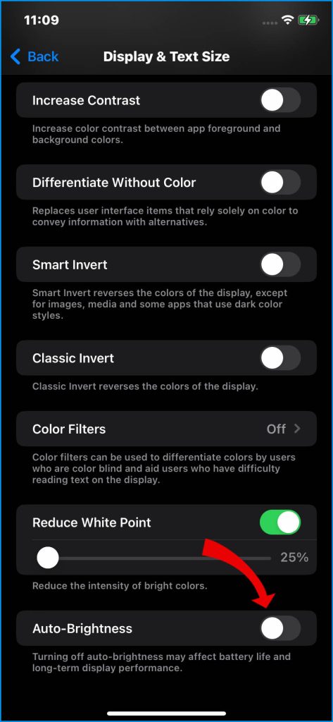 How to Fix iPhone 14 Battery Not Lasting Long 7 Toggle Off Auto-Brightness