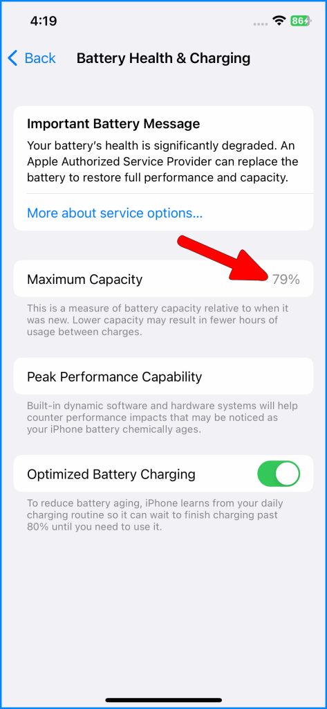 iPhone Battery Maximum Capacity