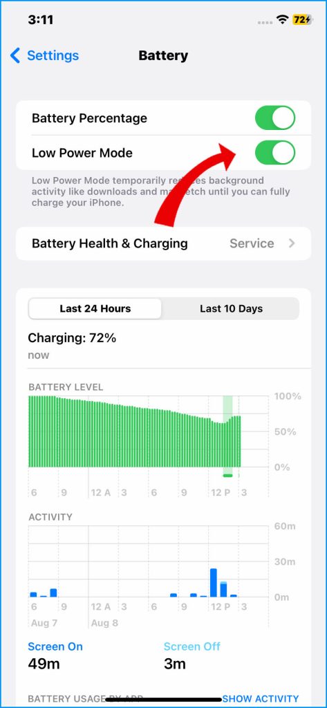 How to Fix iPhone 14 Battery Dying Quickly After Charging 11 Turn on Low Power Mode switch