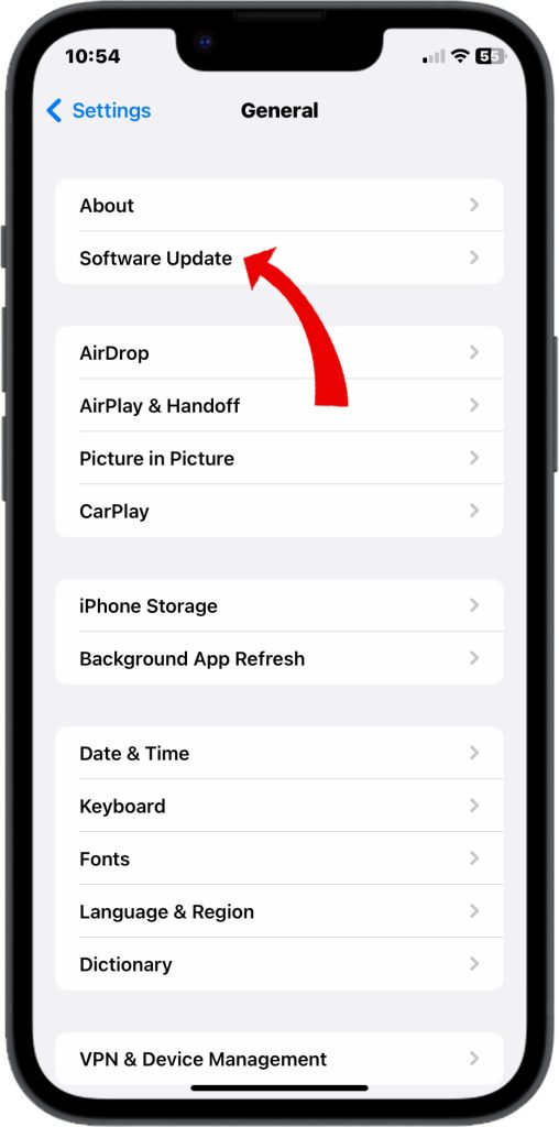 How to Troubleshoot iPhone 14 Display Backlight Issues 2 Tap Software update