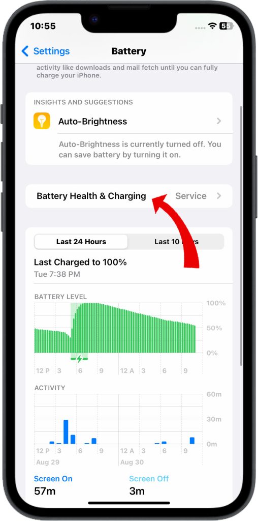 Tap Battery Health & Charging