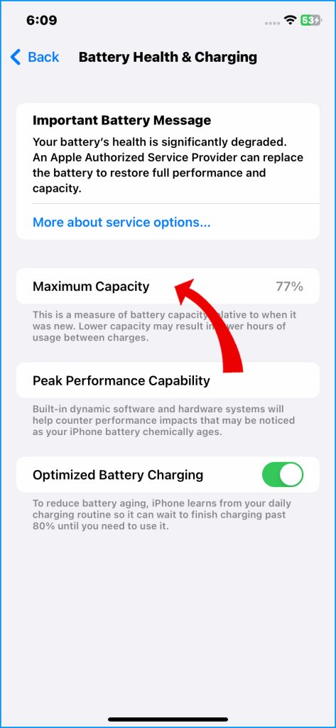 How to Troubleshoot iPhone 14 Battery Draining in Cold Weather 12 Check Maximum Capacity percentage level