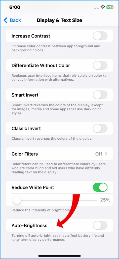 How to Troubleshoot iPhone 14 Battery Draining in Cold Weather 5 Turn off Auto-brightness