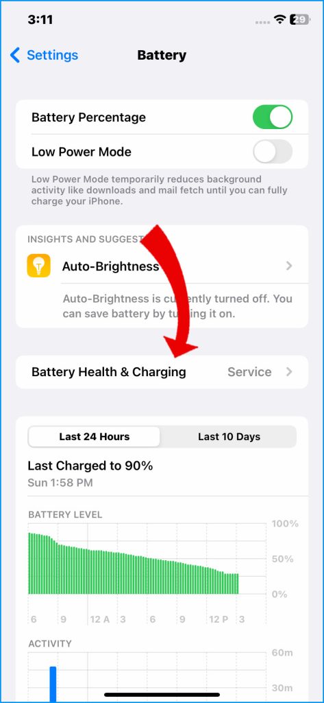 Tap Battery Health & Charging