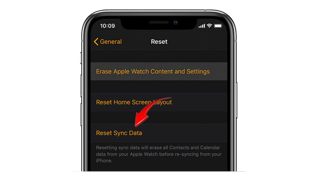 Reset sync data Apple Watch iPhone
