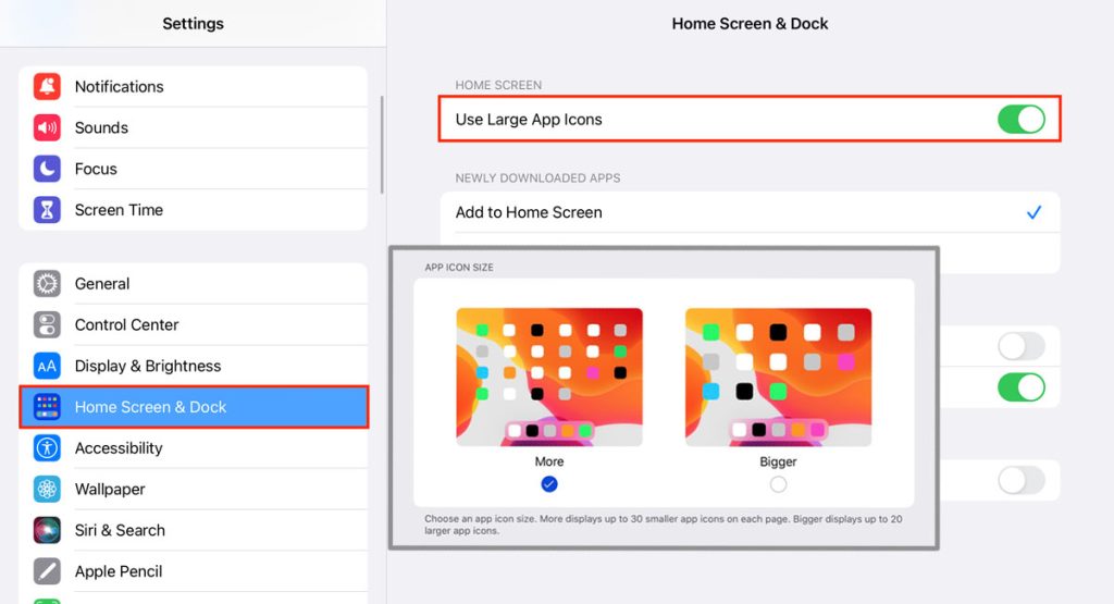 iPad Pro Icon Density-Adjust Home screen iPadOS 17