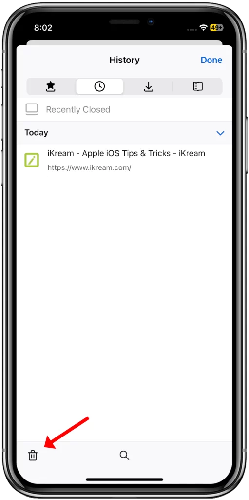 How to Delete Frequently Visited Sites on iPhone 11 15 Tap Trash bin in the bottom left corner