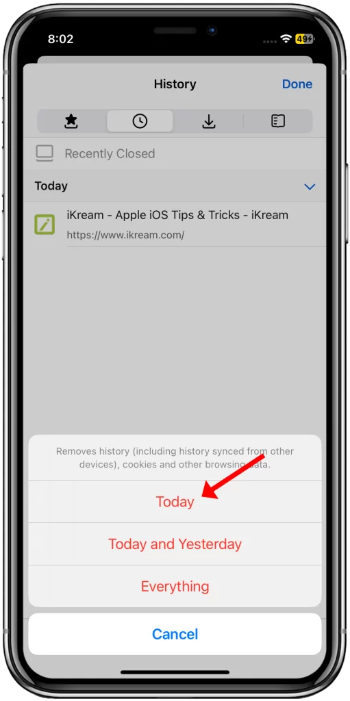 How to Delete Frequently Visited Sites on iPhone 11 16 select the time range