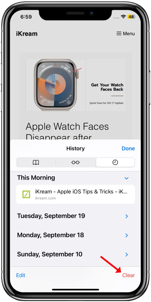 How to Delete Frequently Visited Sites on iPhone 11 4 Tap Clear