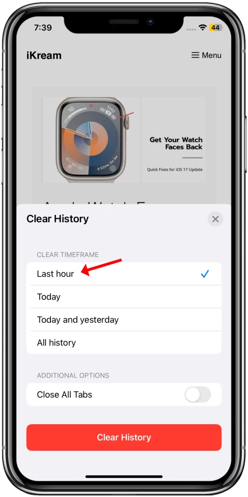 How to Delete Frequently Visited Sites on iPhone 11 5 select Clear Timeframe