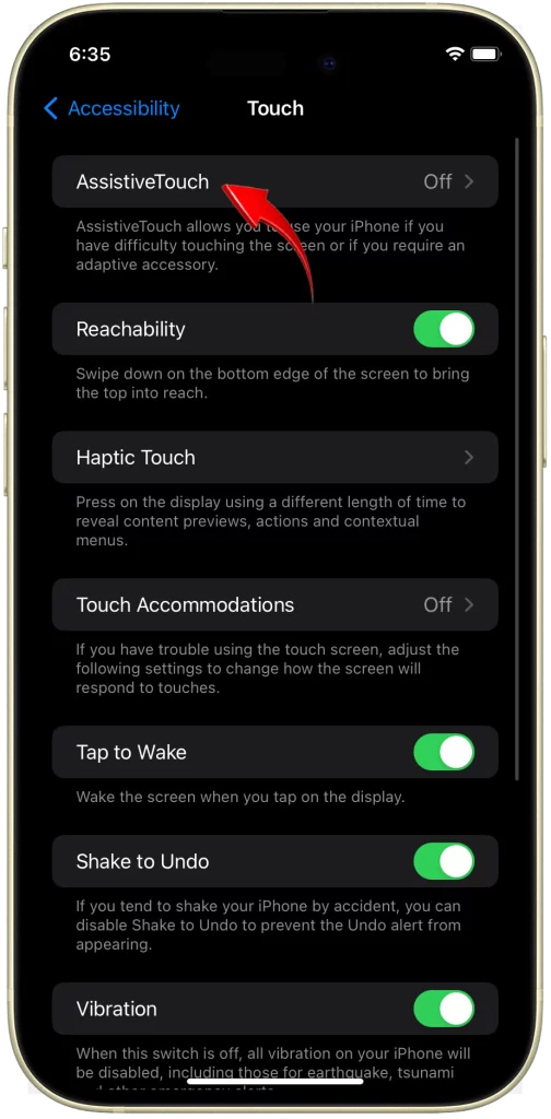 Tap AssistiveTouch