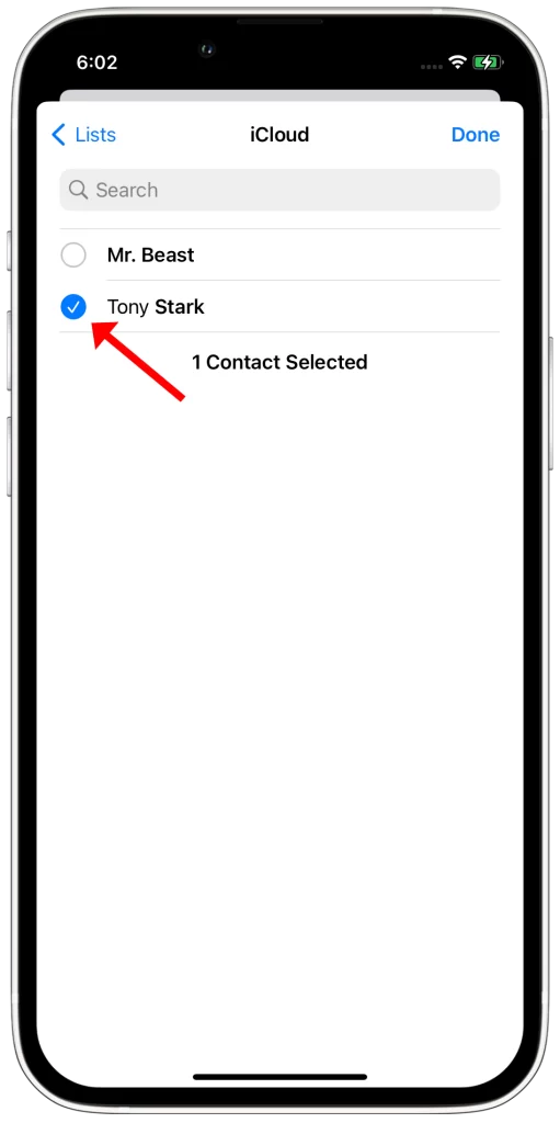 select the contact you want to silence notifications from