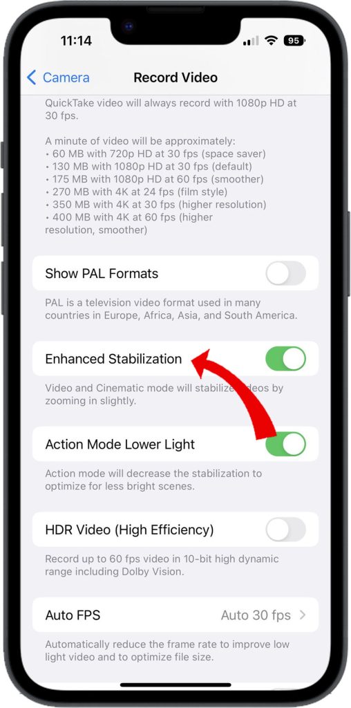 How to Troubleshoot iPhone 14 Blurry Photos and Videos 3 Enable Enhanced Stabilization