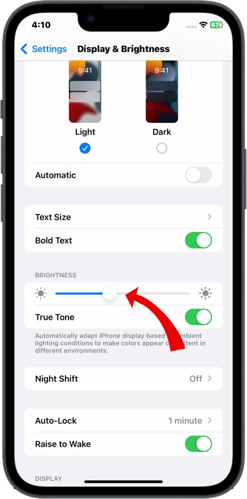 Lower Screen Brightness