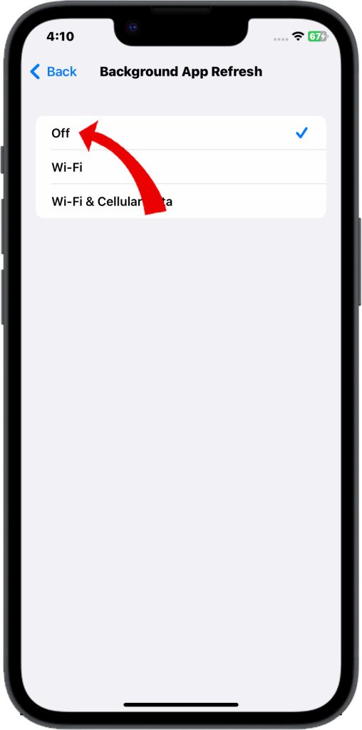 Turn Off Background App Refresh