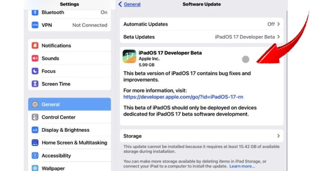 iPadOS 17 beta update