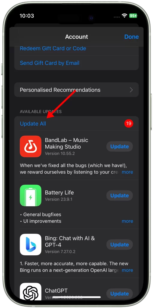 iPhone Battery Draining Fast? 10 Ways to Fix Rapid Power Loss 8 Tap Update all.