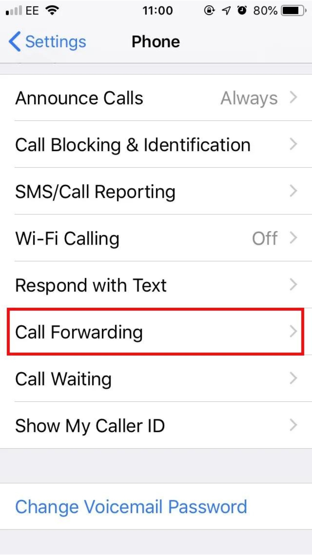 Disable Call Forwarding