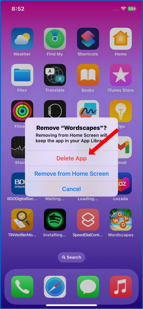 Confirm iPhone App Delete