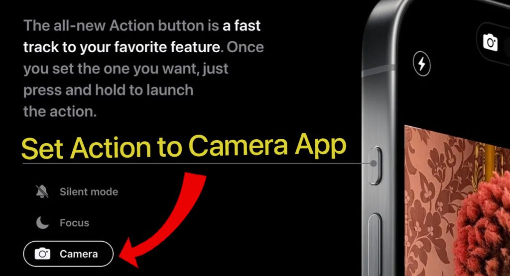 iphone 15 action button set action: camera app