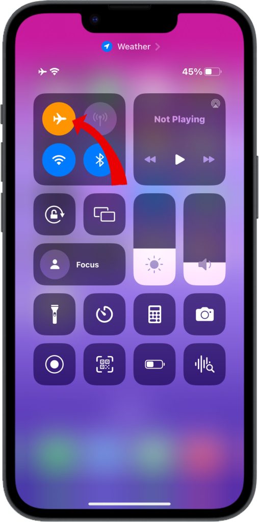 How to Troubleshoot iPhone 14 Battery Draining While on Wi-Fi 2 Tap Airplane Mode icon