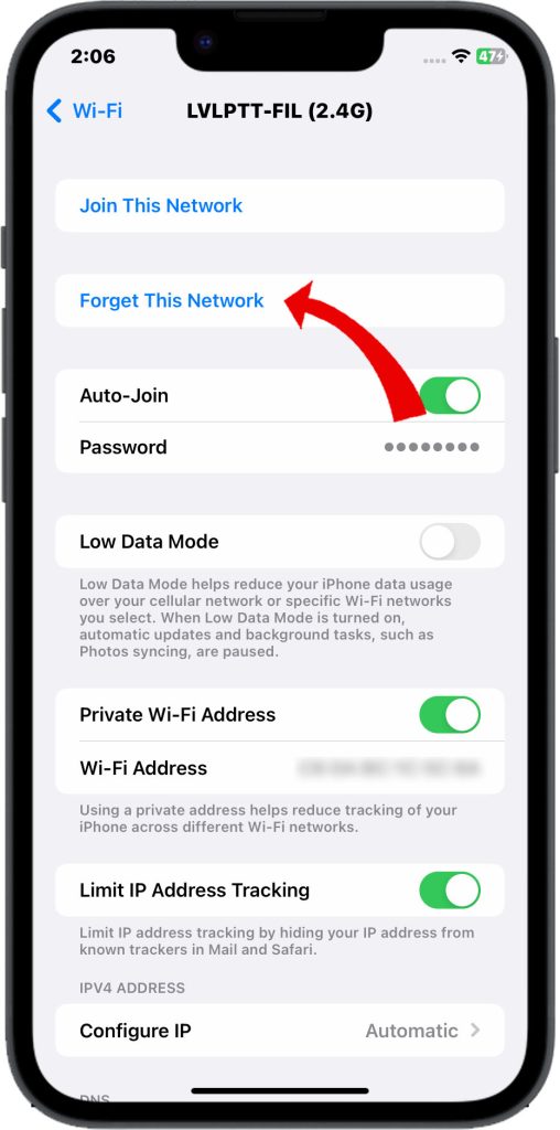 How to Troubleshoot iPhone 14 Battery Draining While on Wi-Fi 14 Tap Forget this Network
